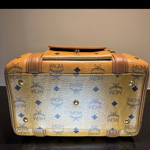 Authentic MCM Cognac Boston Leather Satchel Handbag - Picture 9 of 15